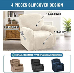 Velvet Stretch Recliner Couch Covers 4-Pieces Style Recliner Chair Covers 07FC0E-D4 - KOEEK