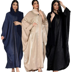 Dubai Women Muslim Batwing Sleeve Satin Open Abaya Cardigan Dress Dress Turkey 07FC0E-D4 - KOEEK