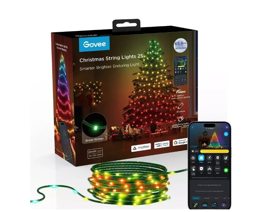 Govee - 65.6ft Green Christmas String Lights 2S - Multi Color- 200 LEDs GOVEE - KOEEK