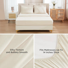 King Beige Pocket Bed - 7 Piece, Tufted Lightweight Fluffy Bed Set 07FC0E-D4 - KOEEK