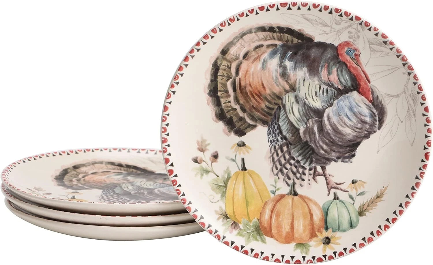Ceramic Salad Plates, 8.75-Inch, Set of 4, Microwave and Dishwasher Safe 07FC0E-D4 - KOEEK