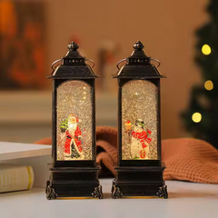 Decorative Christmas LED Lantern Santa Snow Globe Glitter 12” Music & Lights 07FC0E-D4 - KOEEK