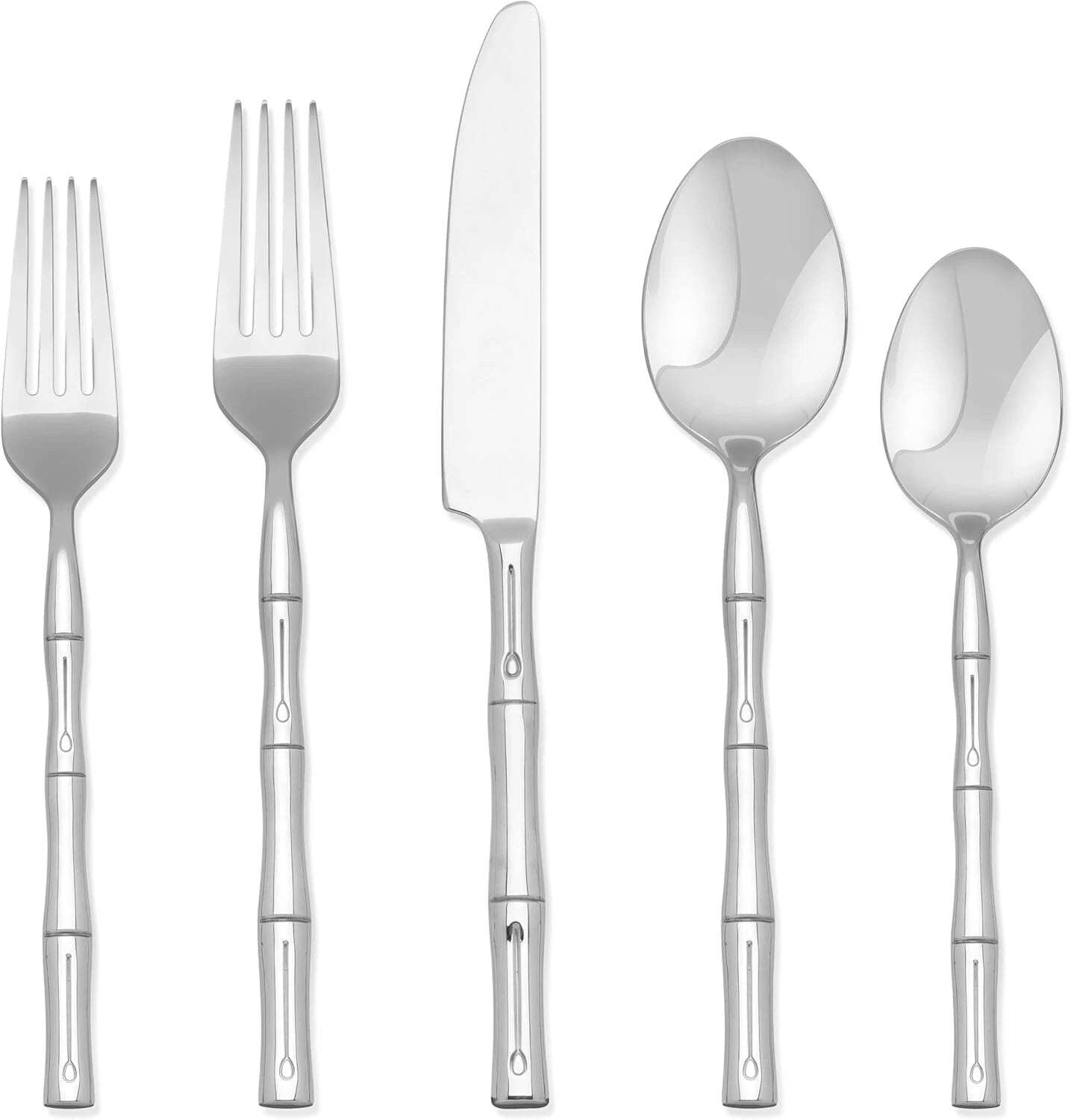 20 Piece Bamboo Dinnerware Set, Silver 07FC0E-D4 - KOEEK