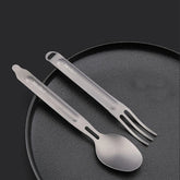 EDC 1 Set Creative Titanium Tableware Portable Spoon + Fork Home Kitchen Tool 07FC0E-D4 - KOEEK