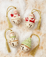 LENOX Jingle Bell Ornament 4 PC. Set Mr&Mrs Claus Snowman $ Christmas Tree NIB LENOX - KOEEK