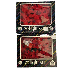 Vintage Red Silk Poinsettia Holiday Christmas String Lights Lot Of 40 07FC0E-D4 - KOEEK
