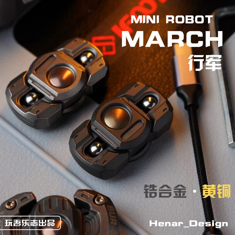 Zirconium Alloy + Brass Marching Robot Finger Gyro Hand Fidget Spinner EDC Toys 07FC0E-D4 - KOEEK