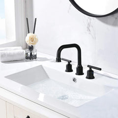 Two-Handle Widespread 8-Inch Bathroom Faucet Black 360 Degree Swivel 07FC0E-D4 - KOEEK