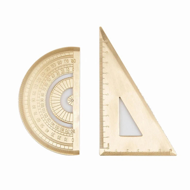 Brass Triangle Ruler Protractor Construction Site Drawing Student Stationery 07FC0E-D4 - KOEEK