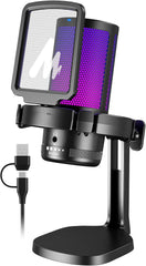 Computer Gaming Microphone with RGB Lights, Mute, Noise Canceling Microphone 07FC0E-D4 - KOEEK