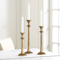Iron taper candlesticks Set of 3 decorative candlesticks Antique brass color 07FC0E-D4 - KOEEK