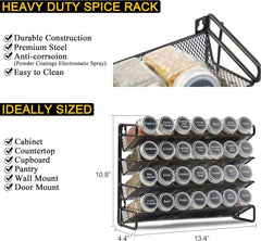 Spice Rack Organizer with 28 Spice Jars, 386 Spice Labels 07FC0E-D4 - KOEEK