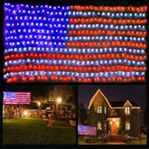 () American Flag Lights, 420 LED USA Flag Net Lights, Outdoor Waterproof P... 07FC0E-D4 - KOEEK