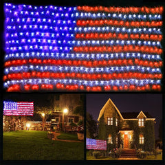 () American Flag Lights, 420 LED USA Flag Net Lights, Outdoor Waterproof P... 07FC0E-D4 - KOEEK