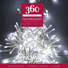 Noma 360 Cool White LED 5.2m Cluster Lights, Christmas Fairy Lights, Clear Cable NOMA - KOEEK