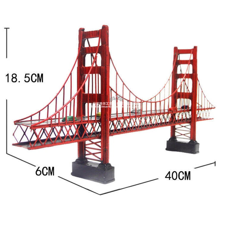 Handmade Iron Art Golden Gate Bridge Model Retro Home Bar Decor 40*6*18.5CM 07FC0E-D4 - KOEEK