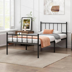 Classic metal platform bed frame with steel rail support mattress base 07FC0E-D4 - KOEEK