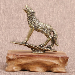 Solid Brass Wolf Figurine Statue Home Ornaments Animal Figurines Gift 07FC0E-D4 - KOEEK