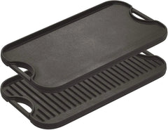 Cast Iron Reversible Grill/Griddle, 20-inch x 10.44-inch, Black 07FC0E-D4 - KOEEK