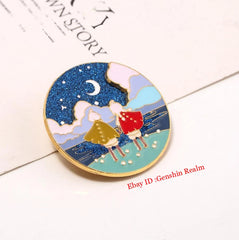 Anime Sky:Children of The Light Metal Brooch Enamel Badge Rotating Couple Pin 07FC0E-D4 - KOEEK
