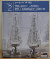Pair of 2 Lighted 14" Glitter Trees White and Color Changing Snowglobe Christmas 07FC0E-D4 - KOEEK