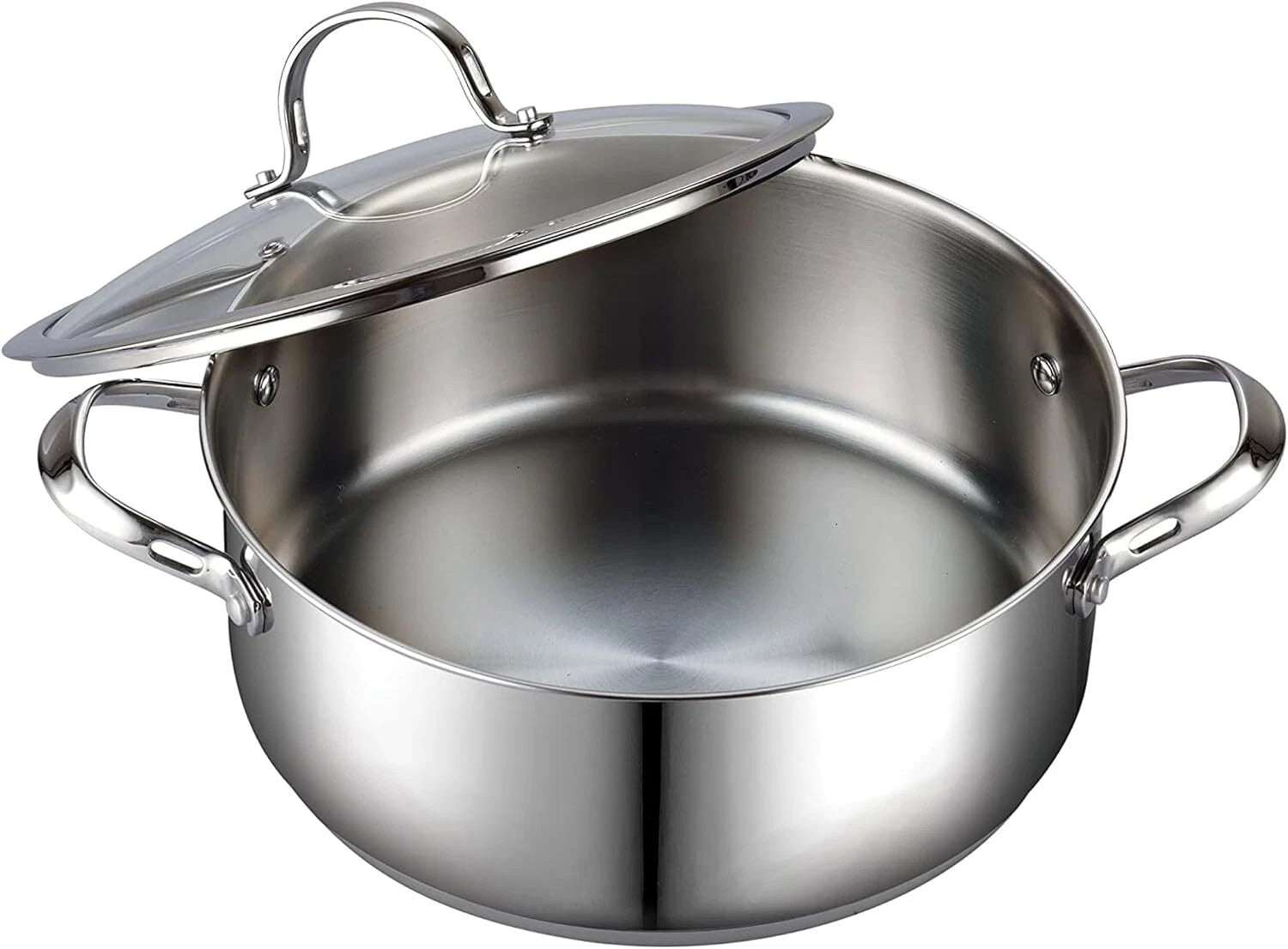 Dutch Crock Pot with Glass Lid, 7Quart Classic Stainless Steel Crock Pot, Silver 07FC0E-D4 - KOEEK