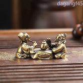 43mm Chinese Brass Elder Figurine Vintage Tea Pet Handheld Ornament Statue 07FC0E-D4 - KOEEK
