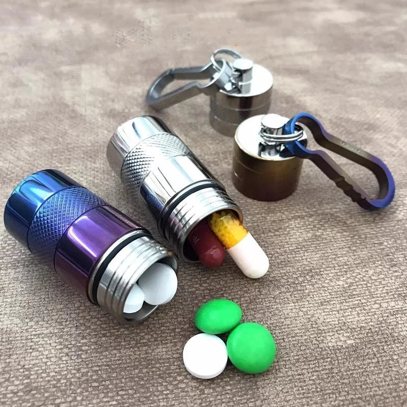 Titanium Portable Waterproof Storage Pill Case Box Capsule Seal Container Tank 07FC0E-D4 - KOEEK