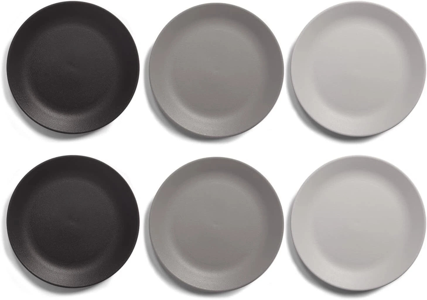 Ultra-Durable Plastic 10 inch Dinner Plates in Grey Stone | Set of 6 Reusable 07FC0E-D4 - KOEEK