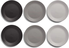 Ultra-Durable Plastic 10 inch Dinner Plates in Grey Stone | Set of 6 Reusable 07FC0E-D4 - KOEEK