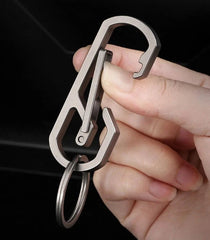 EDC Titanium Alloy Mechanical Keychain Carabiner Belt Clip Storage Keyrings Tool 07FC0E-D4 - KOEEK