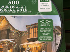! Holiday Time 500-Count Multicolor LED Icicle Lights with White Wire HOLIDAY TIME - KOEEK