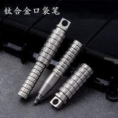 Titanium Alloy Mini Pocket Pen Outdoor EDC Tool Portable Keychain Ballpoint Pen 07FC0E-D4 - KOEEK