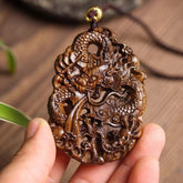 Agarwood Dragon Pendant Carved Ornament Hanging Decoration for Car or Handheld 07FC0E-D4 - KOEEK