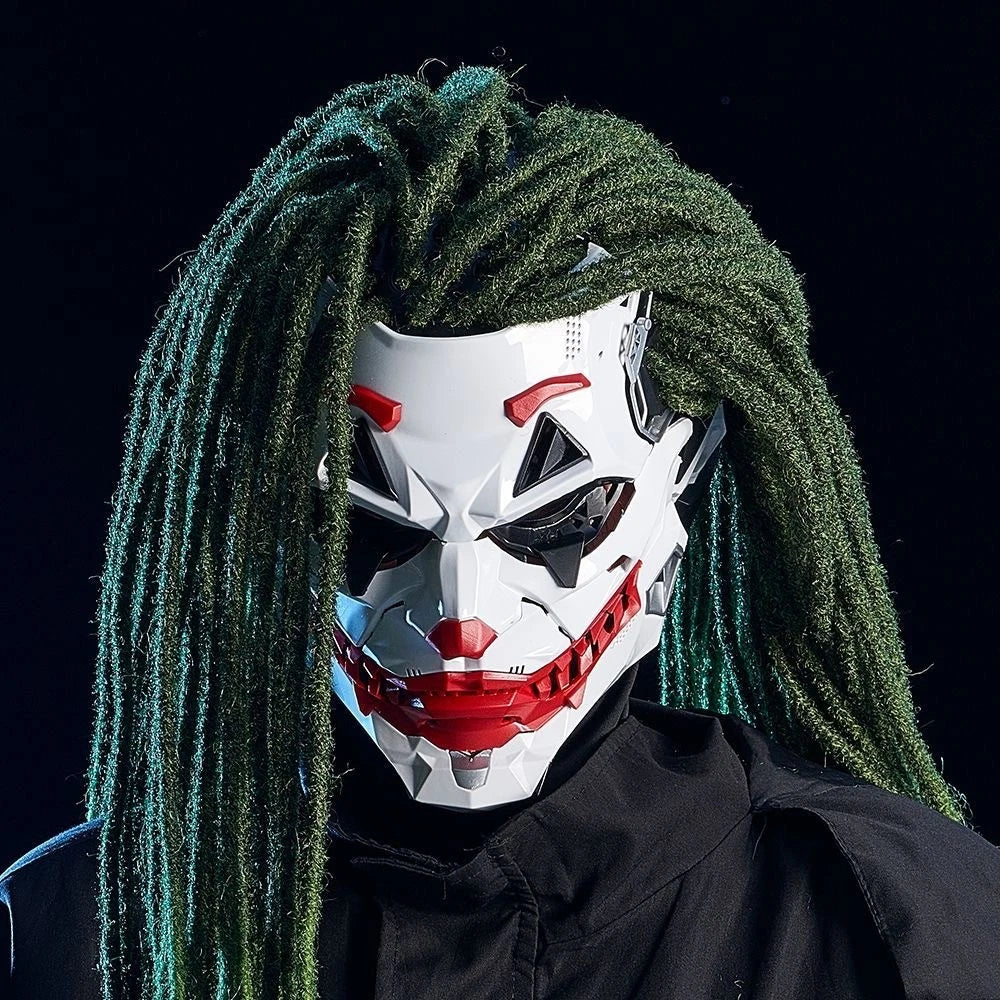 Cyberpunk Joker Cosplay Mask Full Face Headwear W/dreadlocks Halloween Prop 07FC0E-D4 - KOEEK