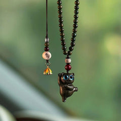 Natural Sandalwood Cute Car Rearview Mirror Hanging Pendant Decoration 07FC0E-D4 - KOEEK