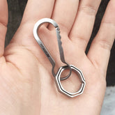 Titanium Alloy Carabiner with Key Ring Snap Keychain Hanging EDC Accessories 07FC0E-D4 - KOEEK