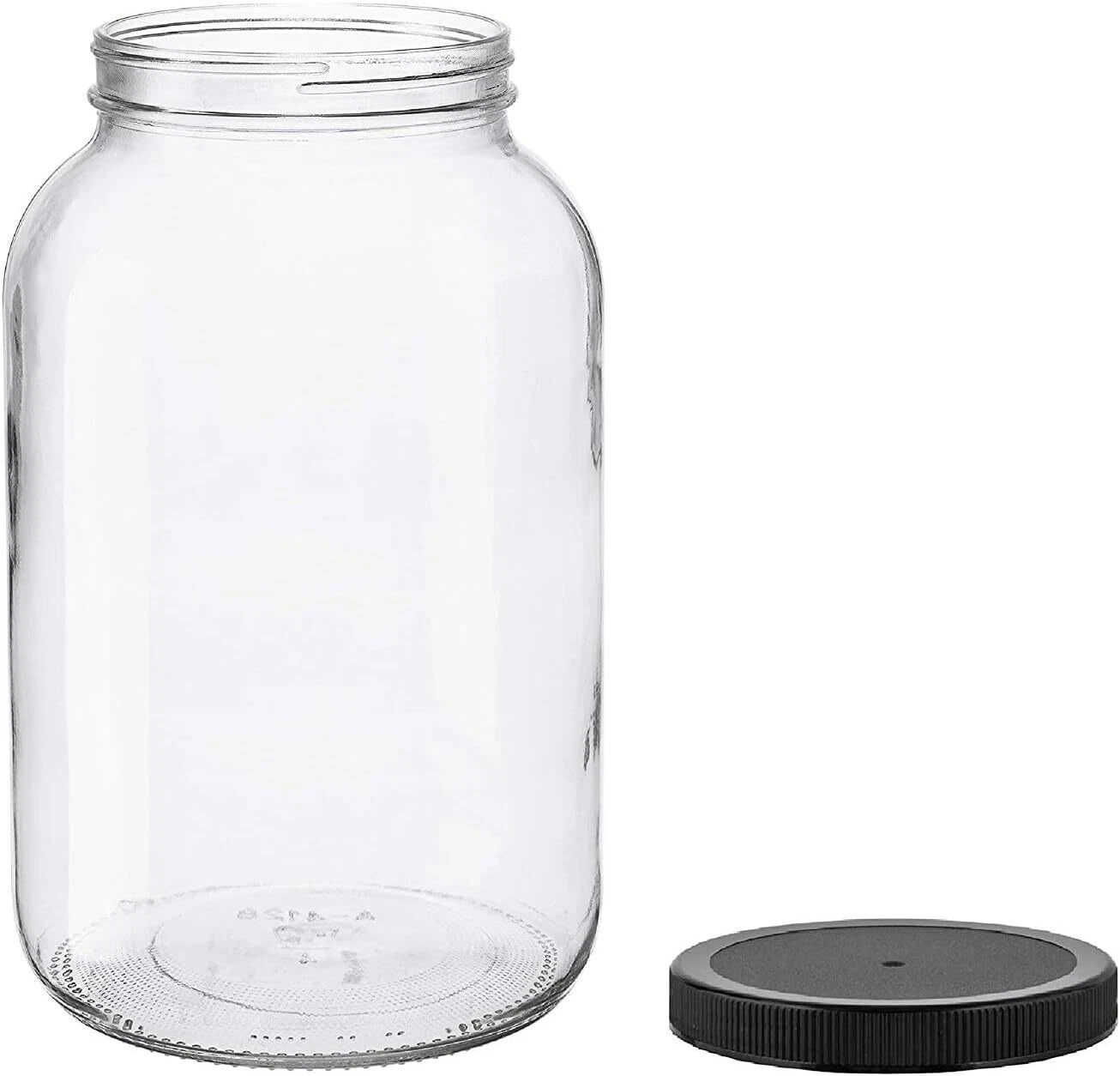 1 Gallon Glass Jar Wide Mouth with Black Plastic Lid - USDA, BPA-Free 07FC0E-D4 - KOEEK