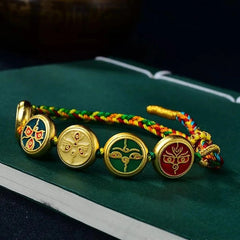 Zakiram Tibetan Thangka Hand Braid Rope Bracelet Five Way God Wealth Amulet 07FC0E-D4 - KOEEK