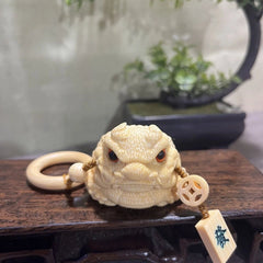 Solid Jade Bamboo Dragon Blood Gold Toad Bamboo Carved Handcrafted Amulet 07FC0E-D4 - KOEEK