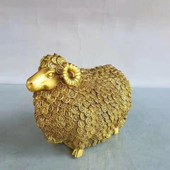 6.2'' Exquisitely Chinese Brass Fortune Good Luck Sheep Feng Shui Ornaments 07FC0E-D4 - KOEEK
