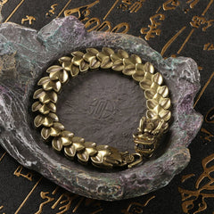 Chinese Trend Zodiac Dragon Bracelet Mens Antique Brass Jewelry Copper Chain 07FC0E-D4 - KOEEK