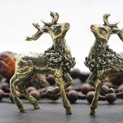 2pcs Solid Brass Deer Figurine Small Statue Home Ornaments Animal Figurines Gift 07FC0E-D4 - KOEEK