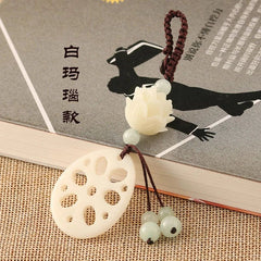 Handmade Lotus Keychain Chinese Style Car Keychain Bag Charm Unisex 07FC0E-D4 - KOEEK