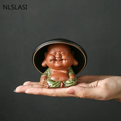 Purple Clay Tea Pet Tea Monk Buddha Figurine Ornaments Handmade Crafts Tea Set 07FC0E-D4 - KOEEK
