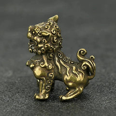 1pair Chinese Retro Copper Handcarved Auspicious Lions Statue Fengshui Ornament 07FC0E-D4 - KOEEK
