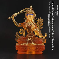 23cm Exquisitely Resin Handpaninted Manjusri Bodhisattva Buddha Statue Ornament 07FC0E-D4 - KOEEK
