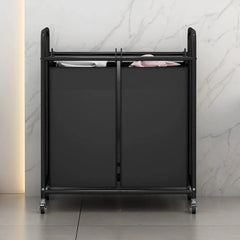Laundry sorting basket 2-bag laundry basket trolley with rolling lock wheels 07FC0E-D4 - KOEEK