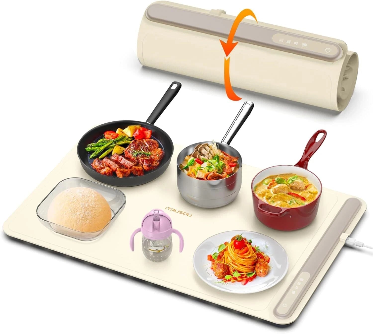 Electric Warming Tray-Full Surface HeatingRollable,Portable3Temperature Settings 07FC0E-D4 - KOEEK