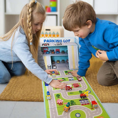 Toy Car Garage Box with Play Mat – Kids' Racecar Storage Basket, Stackable 07FC0E-D4 - KOEEK